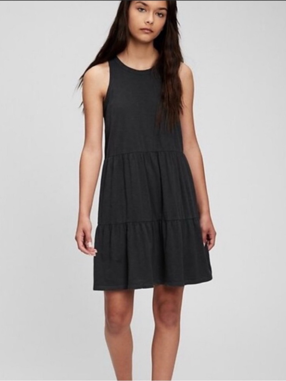 NWT GAP Teen Black Sleeveless Tiered Dress